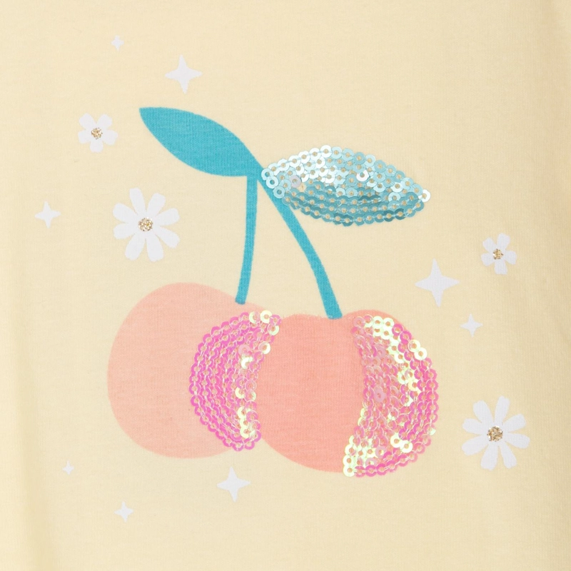 POLERA BEBE  NIÑA MANGA CORTA CEREZAS AMARILLO PILLIN - 3