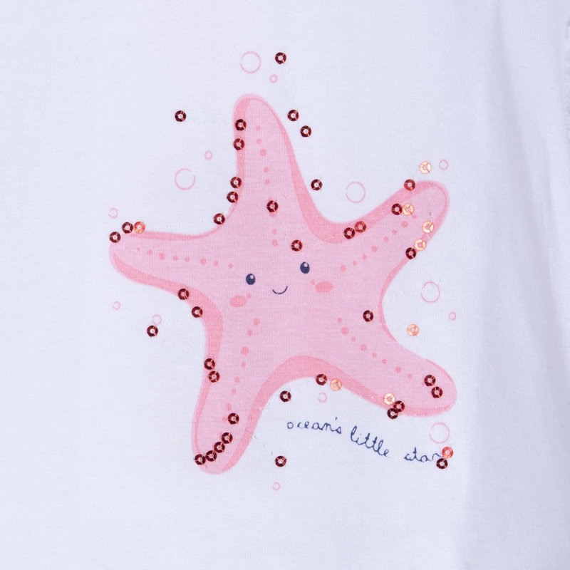 POLERA BEBE  NIÑA MANGA CORTA MANGA ESTRELLA DE MAR BLANCO PILLIN - 3