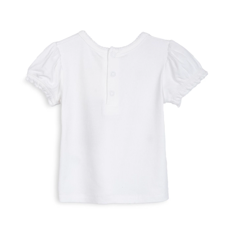 POLERA BEBE  NIÑA MANGA CORTA GLOBO CEREZAS BLANCO PILLIN - 2