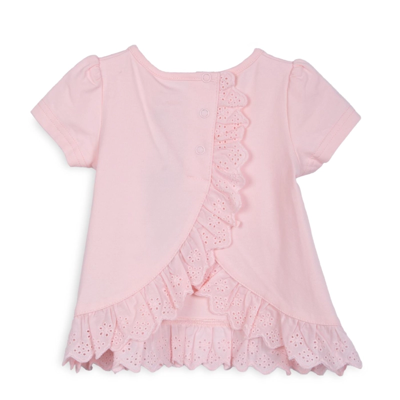 POLERA BEBE  NIÑA MANGA CORTA BORDADO MARIPOSAS ROSADO PILLIN - 2
