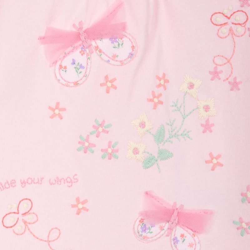 POLERA BEBE  NIÑA MANGA CORTA BORDADO MARIPOSAS ROSADO PILLIN - 3