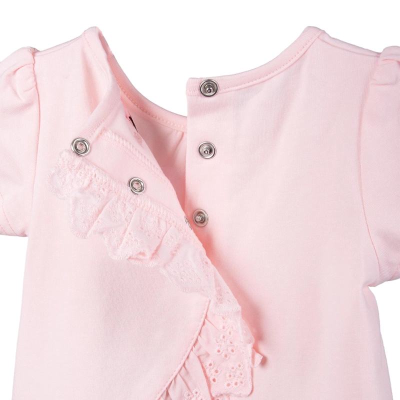 POLERA BEBE  NIÑA MANGA CORTA BORDADO MARIPOSAS ROSADO PILLIN - 4