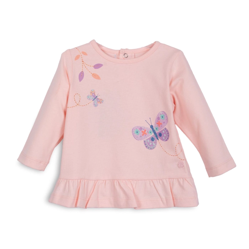 POLERA BEBE  NIÑA MANGA LARGA MARIPOSAS DAMASCO PILLIN - 1