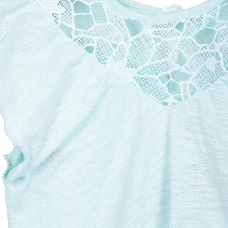 POLERA NIÑA MANGA CORTA CON VUELOS LISA AQUA PILLIN - 3
