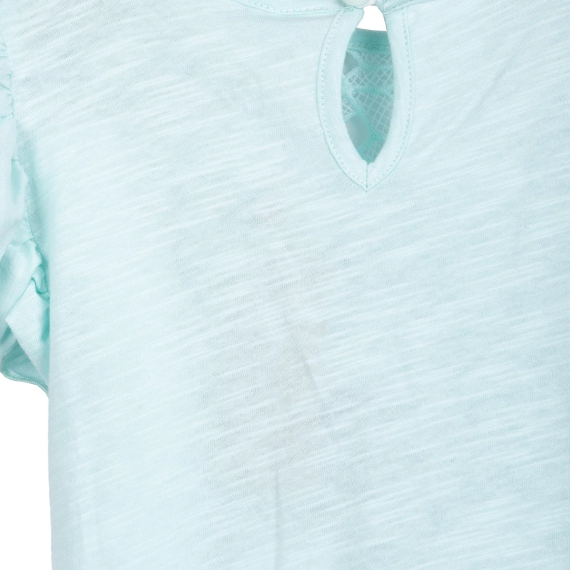 POLERA NIÑA MANGA CORTA CON VUELOS LISA AQUA PILLIN - 4