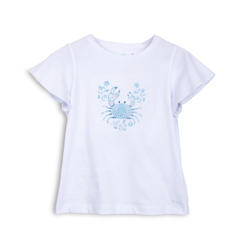 POLERA NIÑA MANGA CORTA LENTEJUELAS CANGREJO BLANCO PILLIN - 1
