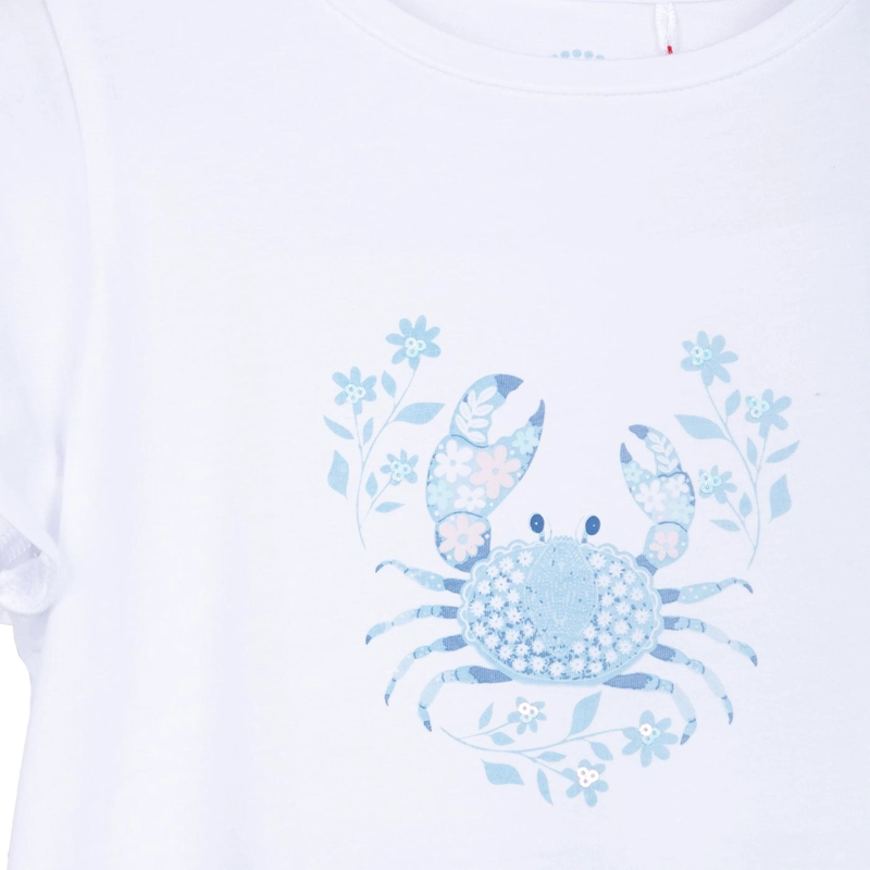 POLERA NIÑA MANGA CORTA LENTEJUELAS CANGREJO BLANCO PILLIN - 3
