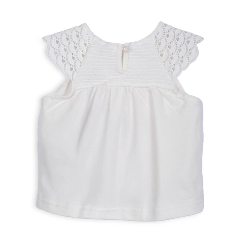 POLERA BEBE  NIÑA MANGA CORTA TEJIDO MACRAME  CRUDO PILLIN - 2