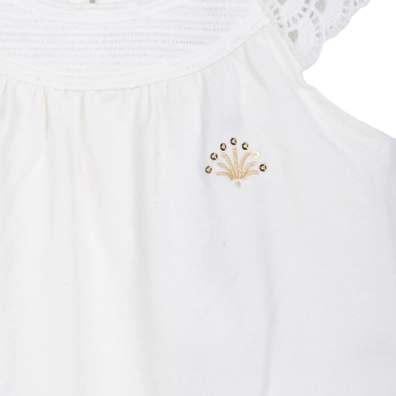 POLERA BEBE  NIÑA MANGA CORTA TEJIDO MACRAME  CRUDO PILLIN - 3