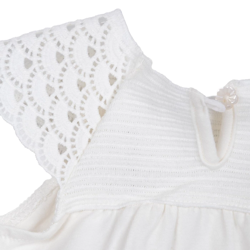 POLERA BEBE  NIÑA MANGA CORTA TEJIDO MACRAME  CRUDO PILLIN - 4
