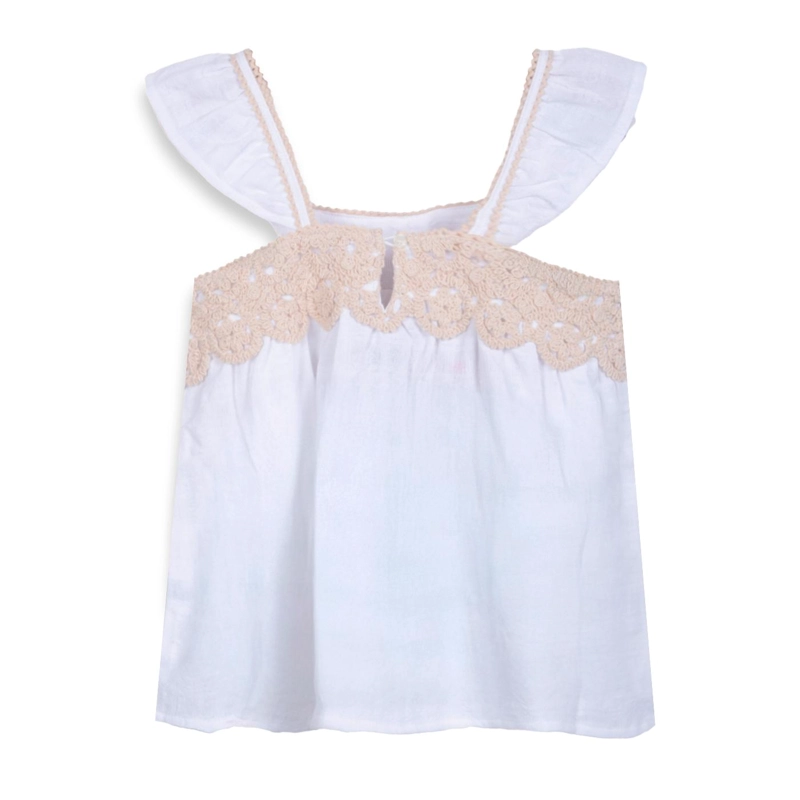 POLERA NIÑA SIN MANGAS MACRAME  CRUDO PILLIN - 2