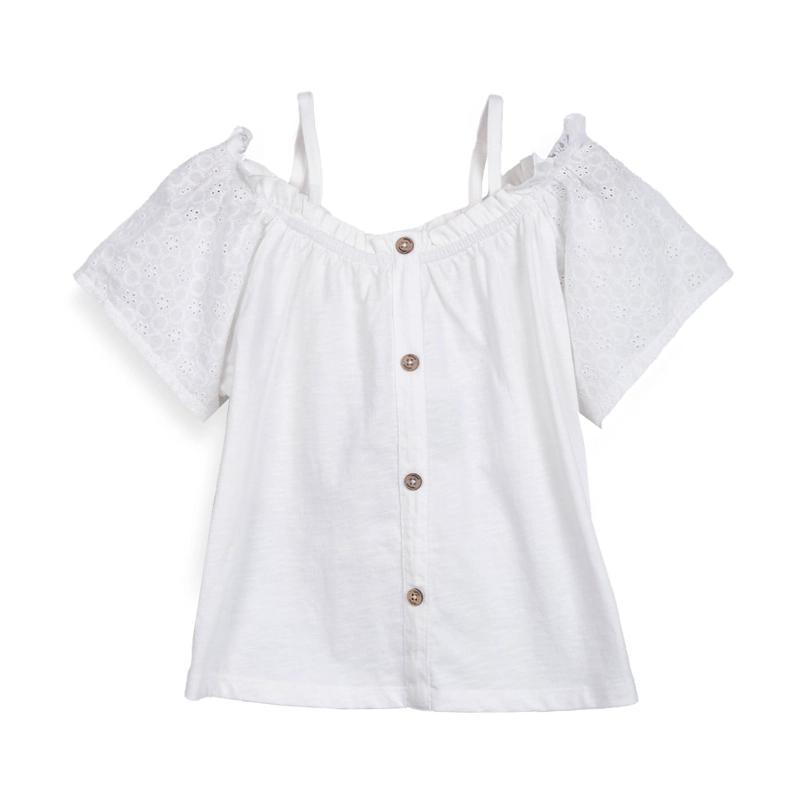 POLERA NIÑA MANGA CORTA CON TIRANTES BLANCO PILLIN - 1