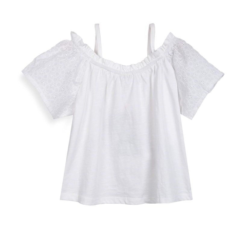 POLERA NIÑA MANGA CORTA CON TIRANTES BLANCO PILLIN - 2