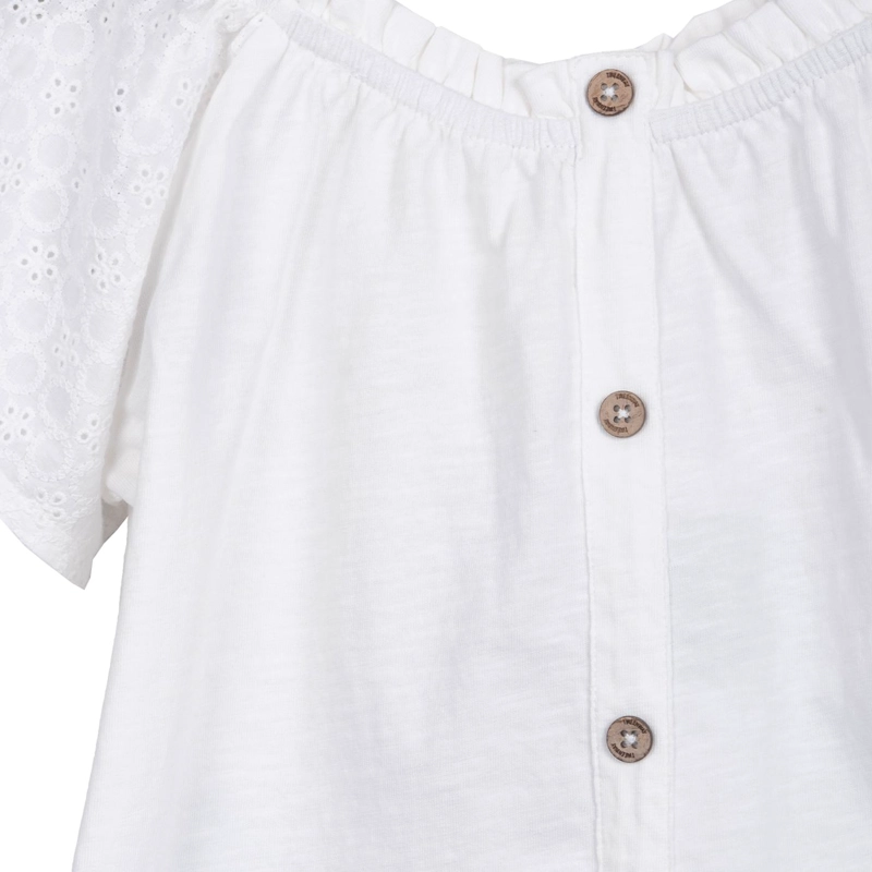 POLERA NIÑA MANGA CORTA CON TIRANTES BLANCO PILLIN - 3
