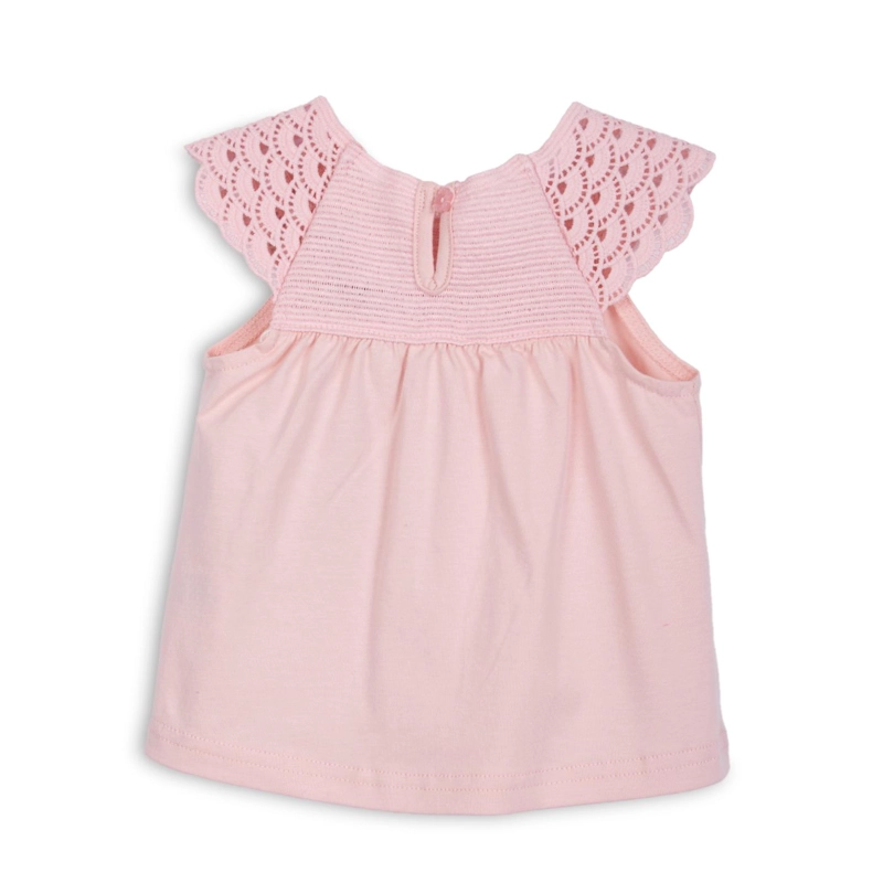 POLERA BEBE  NIÑA MANGA CORTA TEJIDO MACRAME  PALO ROSA PILLIN - 2