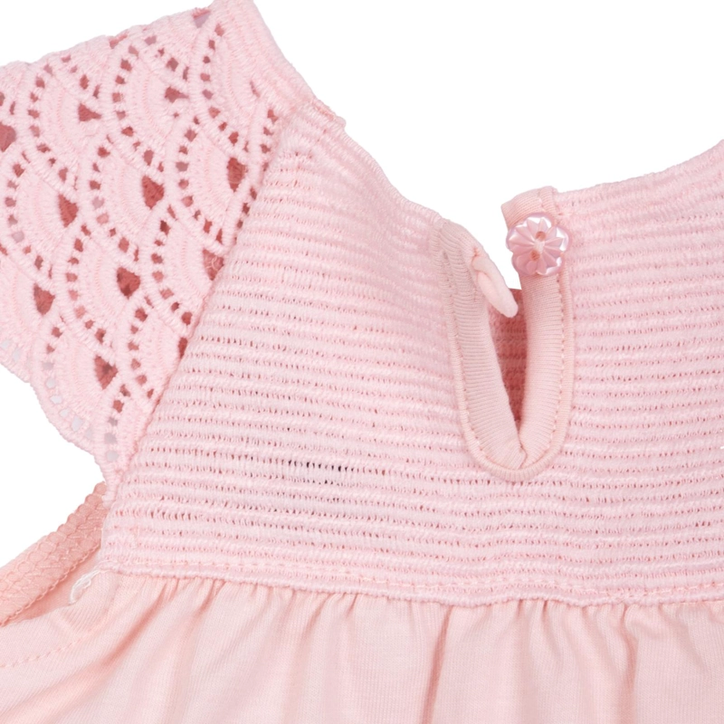 POLERA BEBE  NIÑA MANGA CORTA TEJIDO MACRAME  PALO ROSA PILLIN - 4