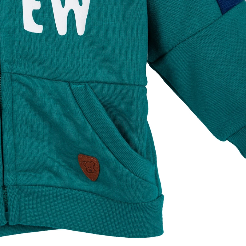 BUZO BEBE  NIÑO CON CIERRE Y CAPUCHA ESTAMPADO SKATER VERDE PILLIN - 5