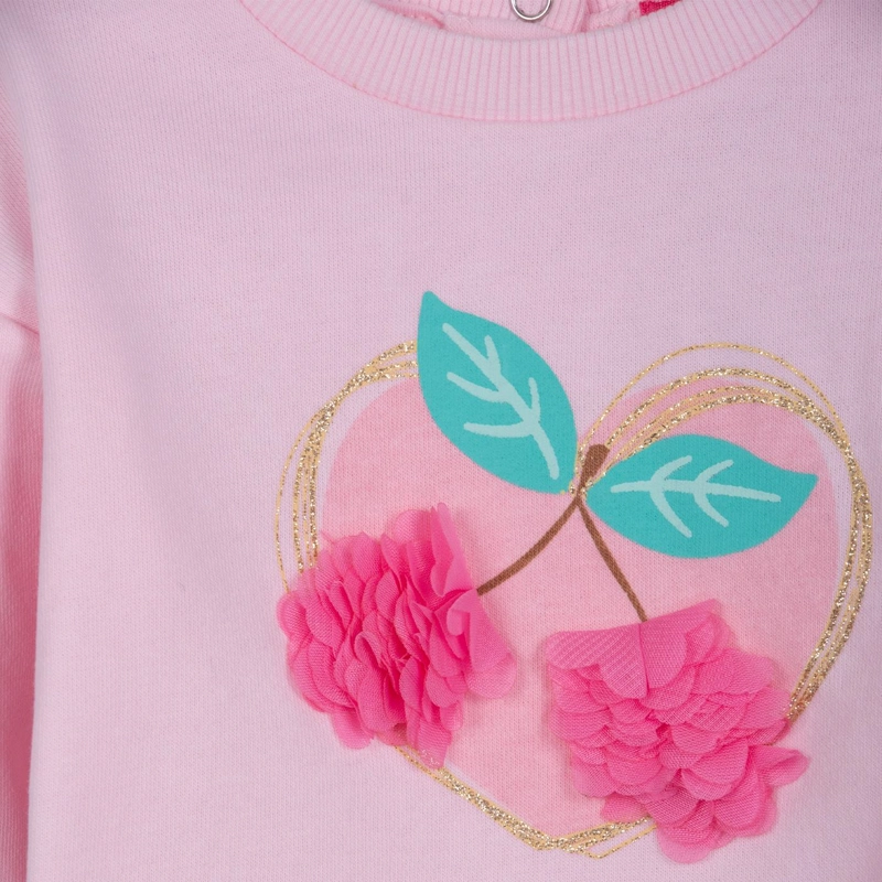 BUZO BEBE  NIÑA CUELLO REDONDO DISEÑO CEREZAS ROSADO PILLIN - 3