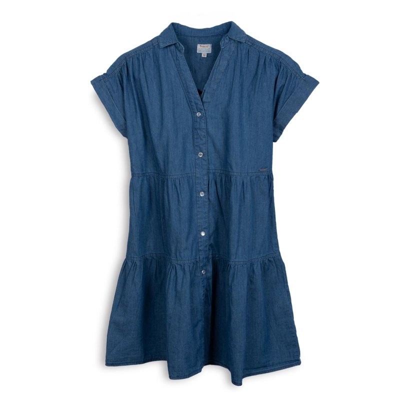 VESTIDO NIÑA ELASTICADO AZUL PILLIN - 1