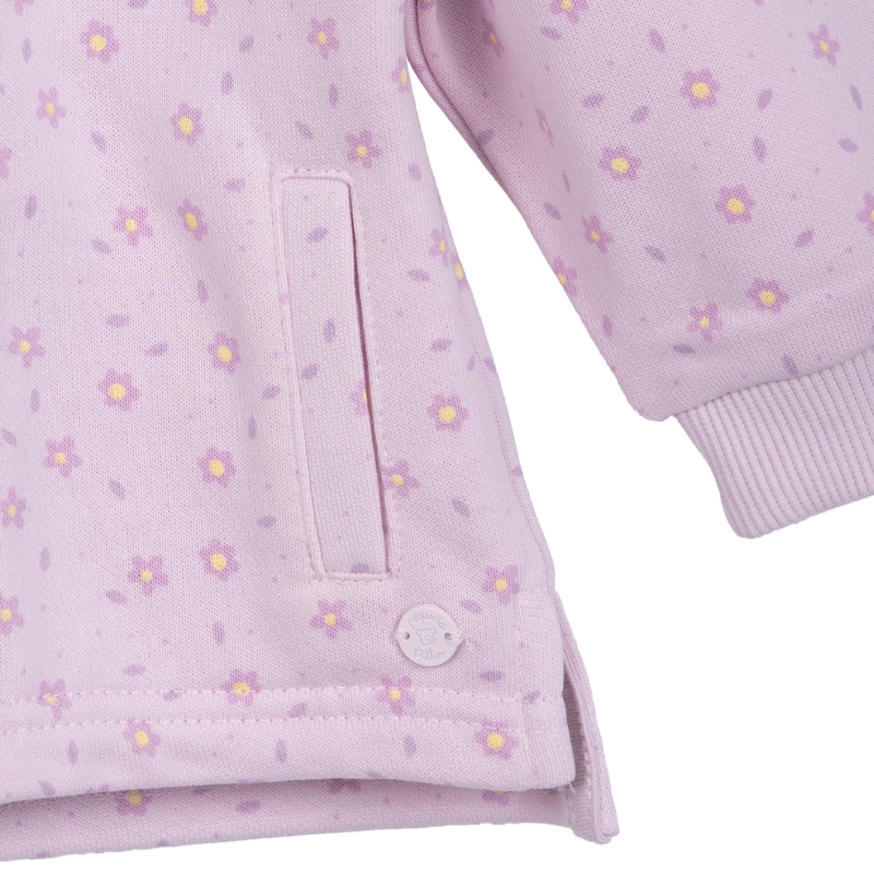 BUZO BEBE  NIÑA CON CAPUCHA CINTURA AJUSTABLE FLORAL LILA PILLIN - 5