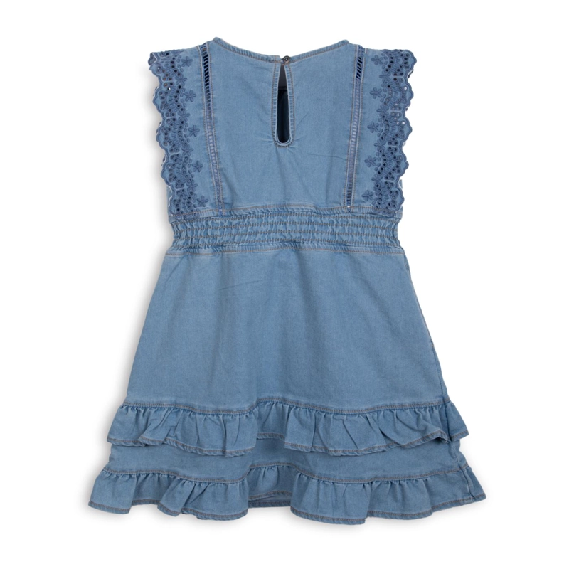 VESTIDO NIÑA BORDADO CON VUELOS DENIM PILLIN - 2
