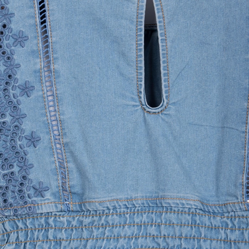 VESTIDO NIÑA BORDADO CON VUELOS DENIM PILLIN - 4