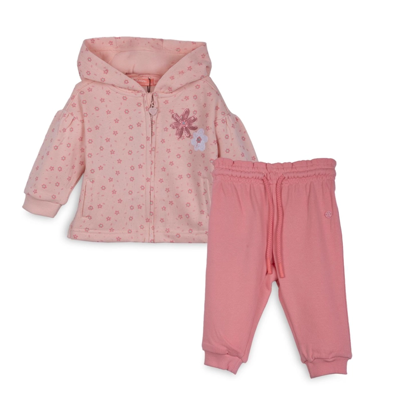 BUZO BEBE  NIÑA CON CAPUCHA CINTURA AJUSTABLE FLORAL DAMASCO PILLIN - 1