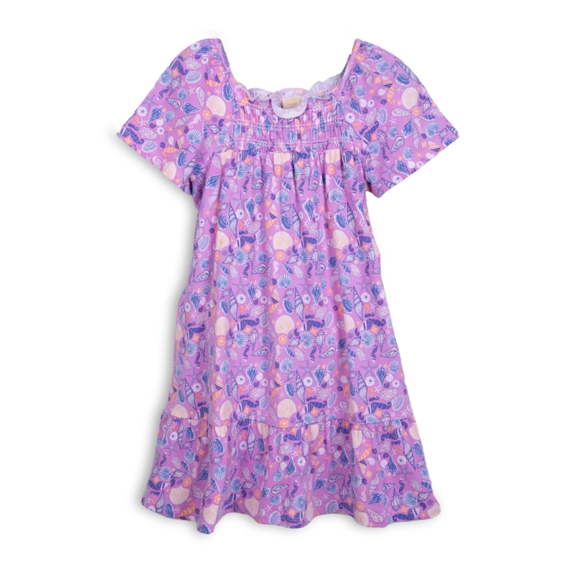 VESTIDO NIÑA ELASTICADO ESTAMPADO LILA PILLIN - 1