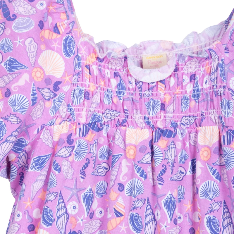VESTIDO NIÑA ELASTICADO ESTAMPADO LILA PILLIN - 3