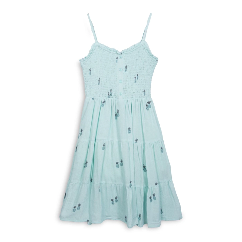 VESTIDO NIÑA SIN MANGAS DISEÑO PIÑAS MENTA PILLIN - 1