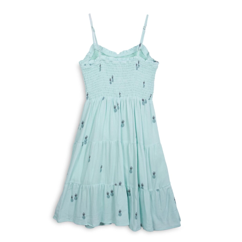 VESTIDO NIÑA SIN MANGAS DISEÑO PIÑAS MENTA PILLIN - 2