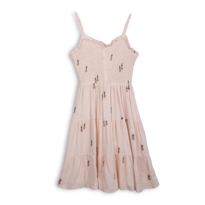 VESTIDO NIÑA SIN MANGAS DISEÑO PIÑAS DAMASCO PILLIN - 1