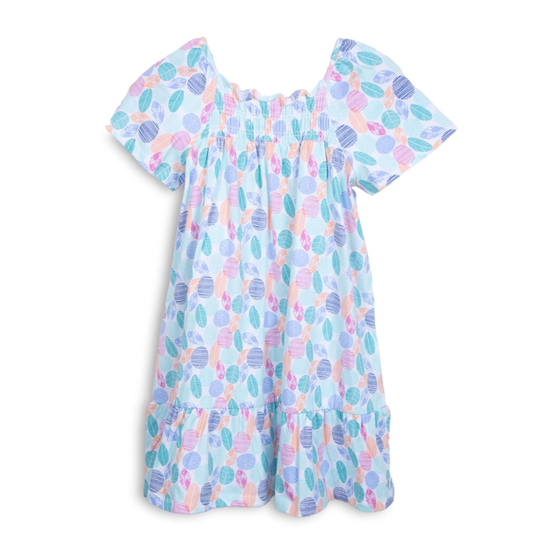 VESTIDO NIÑA ELASTICADO ESTAMPADO TURQUESA PILLIN - 1