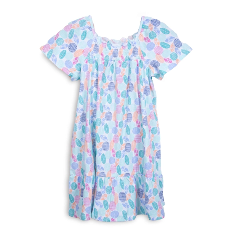VESTIDO NIÑA ELASTICADO ESTAMPADO TURQUESA PILLIN - 2