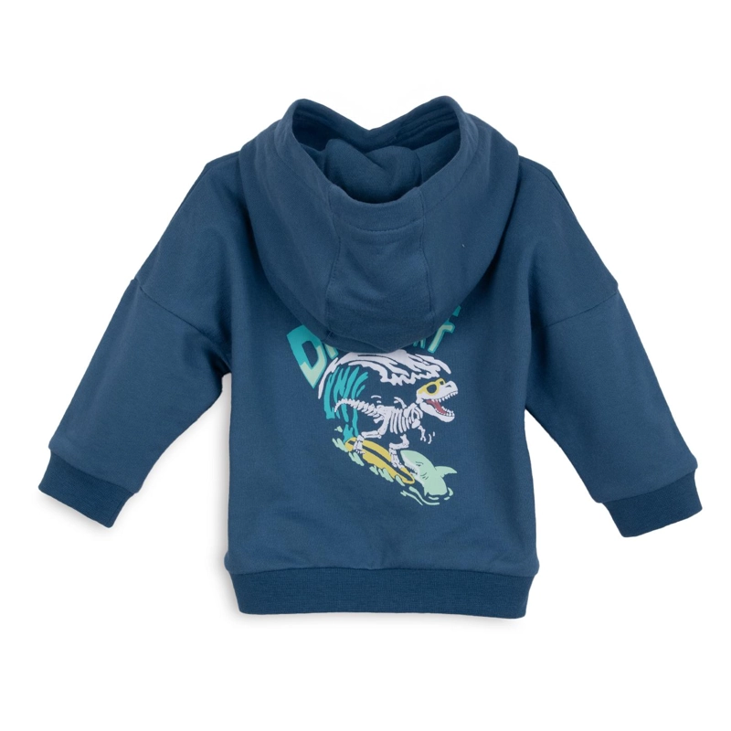POLERON BEBE  NIÑO BROCHES ESTAMPADO DINOSAURIO AZUL MARINO PILLIN - 2
