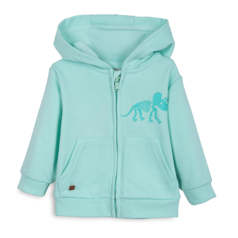 POLERON BEBE  NIÑO CIERRE Y CAPUCHA DINOSAURIO MENTA PILLIN - 1