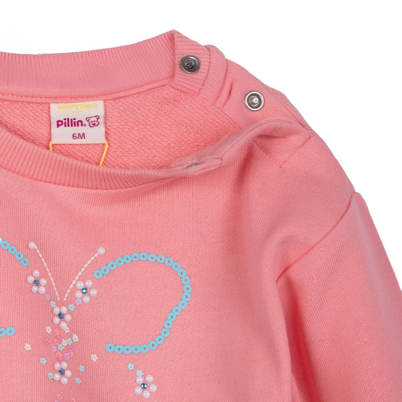 POLERON BEBE  NIÑA CUELLO REDONDO ESTAMPADO MARIPOSA MELON PILLIN - 4