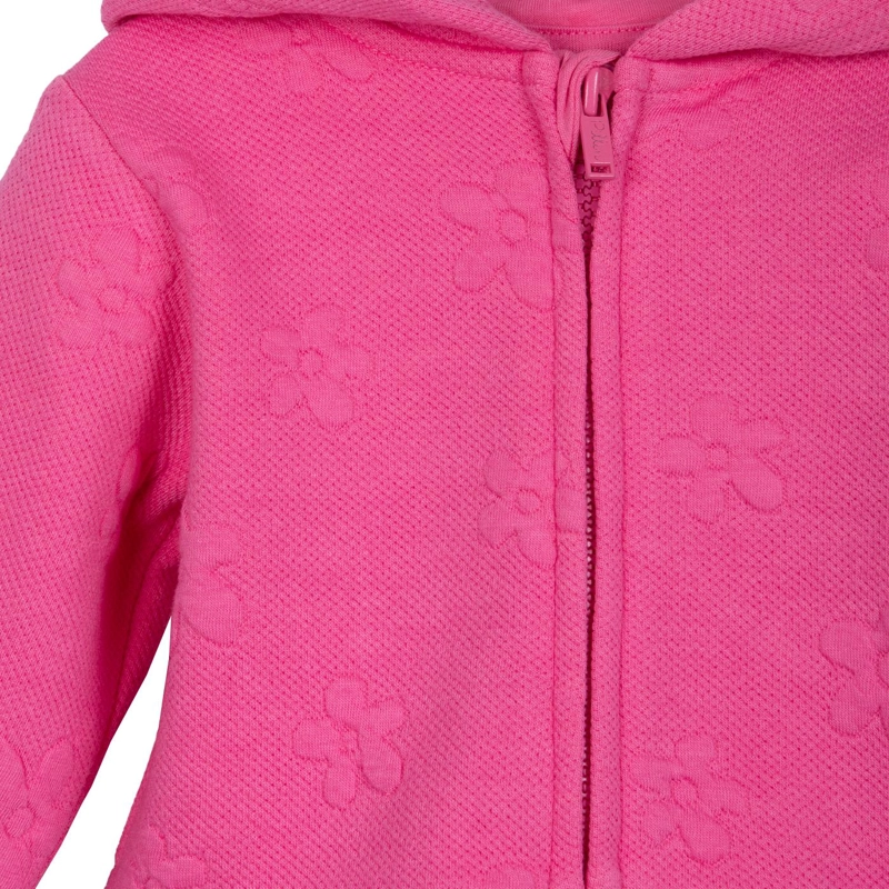 POLERON BEBE  NIÑA CON CIERRE Y CAPUCHA FLORAL FUCSIA PILLIN - 3