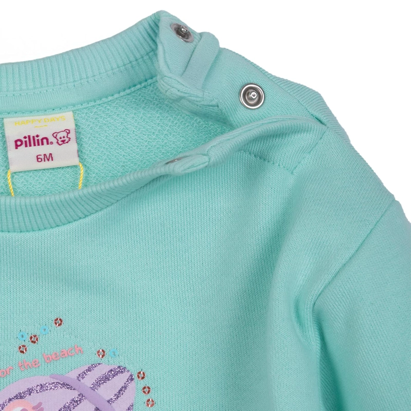 POLERON BEBE  NIÑA CUELLO REDONDO ESTAMPADO CANGREJO AQUA PILLIN - 4