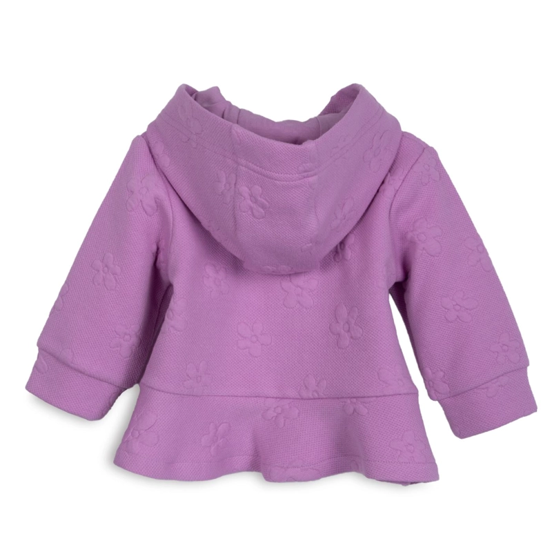 POLERON BEBE  NIÑA CON CIERRE Y CAPUCHA FLORAL VIOLETA PILLIN - 2