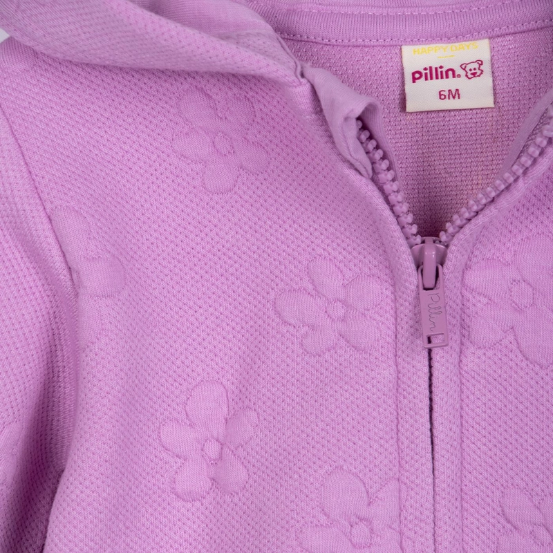 POLERON BEBE  NIÑA CON CIERRE Y CAPUCHA FLORAL VIOLETA PILLIN - 3