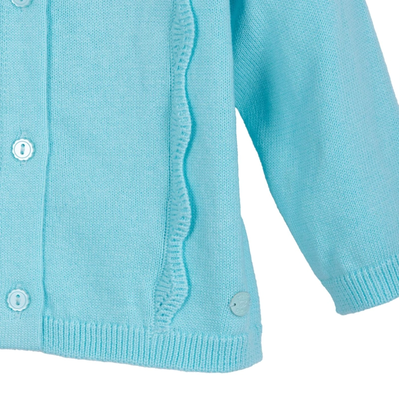 CHALECO BEBE  NIÑA TEJIDO CON VUELOS AQUA PILLIN - 3
