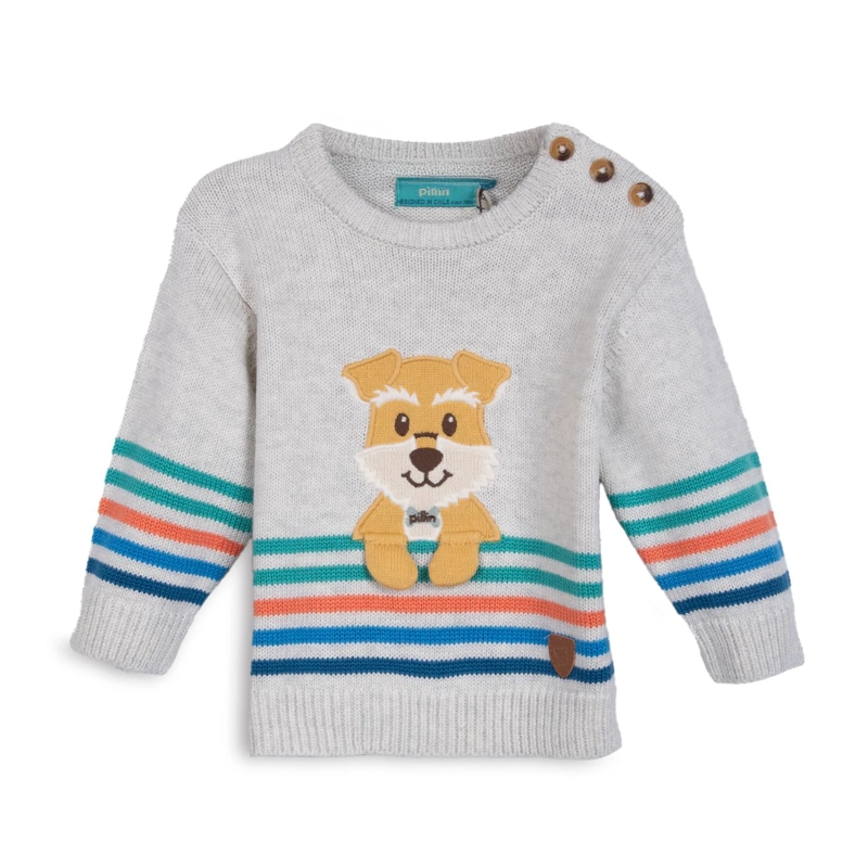 CHALECO BEBE  NIÑO CUELLO REDONDO PERRITO MELANGE PILLIN - 1