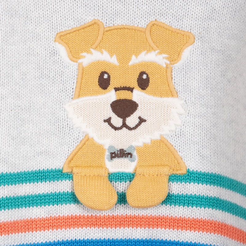 CHALECO BEBE  NIÑO CUELLO REDONDO PERRITO MELANGE PILLIN - 3