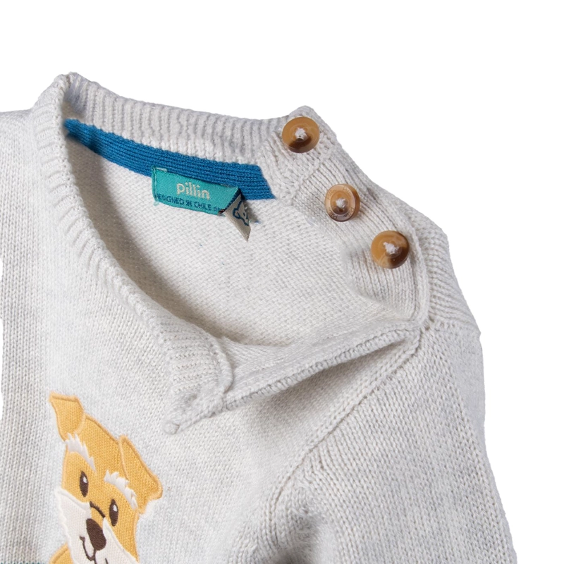 CHALECO BEBE  NIÑO CUELLO REDONDO PERRITO MELANGE PILLIN - 4