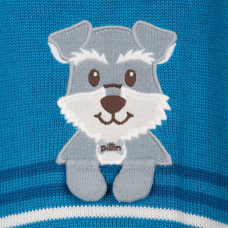 CHALECO BEBE  NIÑO CUELLO REDONDO PERRITO AZUL PILLIN - 3