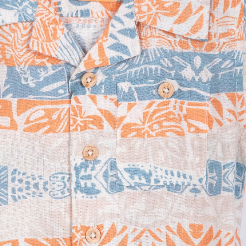 CAMISA BEBE  NIÑO LINO ESTAMPADA NARANJO PILLIN - 3