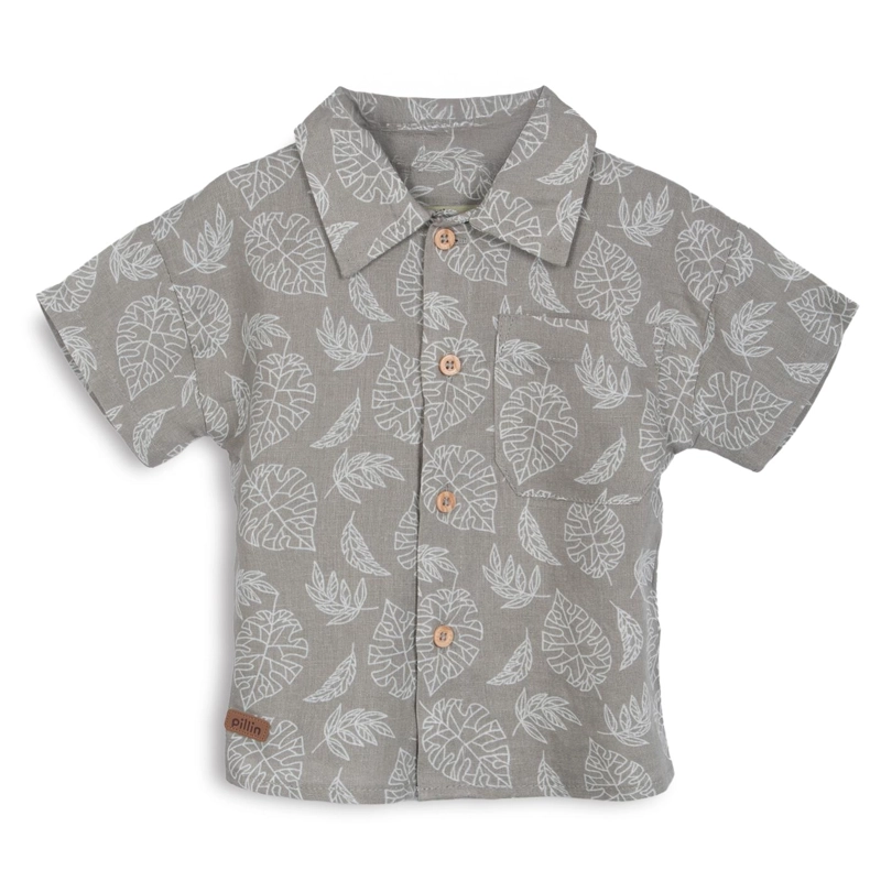 CAMISA BEBE  NIÑO LINO ESTAMPADO SILVESTE VERDE PILLIN - 1