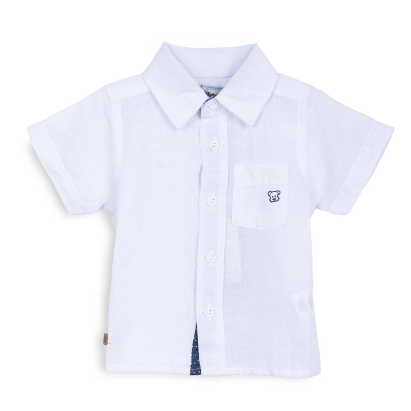 CAMISA BEBE  NIÑO MANGA CORTA LISA BLANCO PILLIN - 1