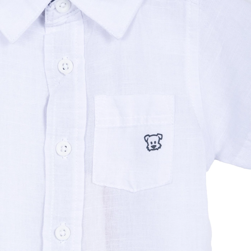 CAMISA BEBE  NIÑO MANGA CORTA LISA BLANCO PILLIN - 3